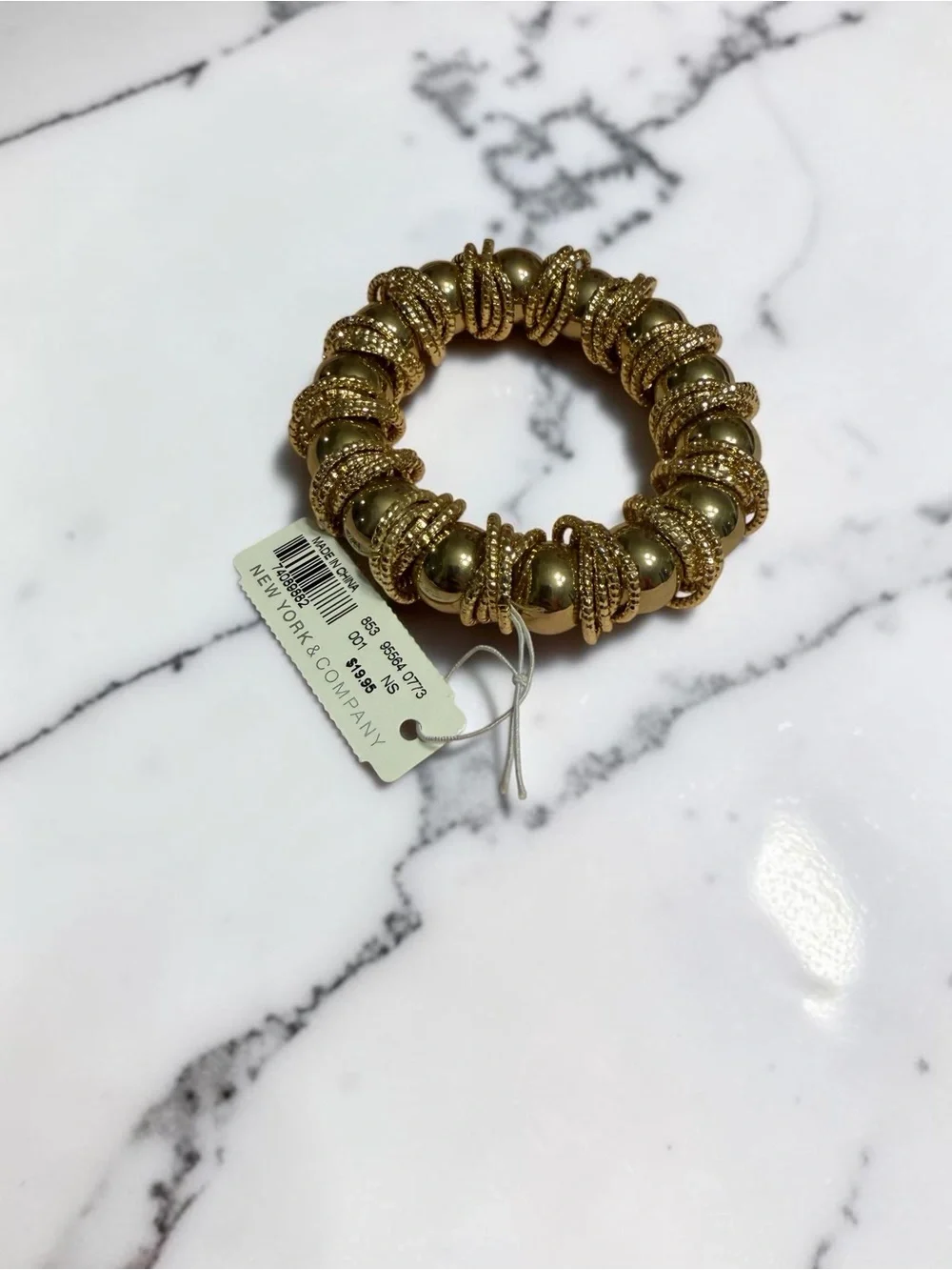 New York & Company Gold Bead and Rope Coil Bracelet